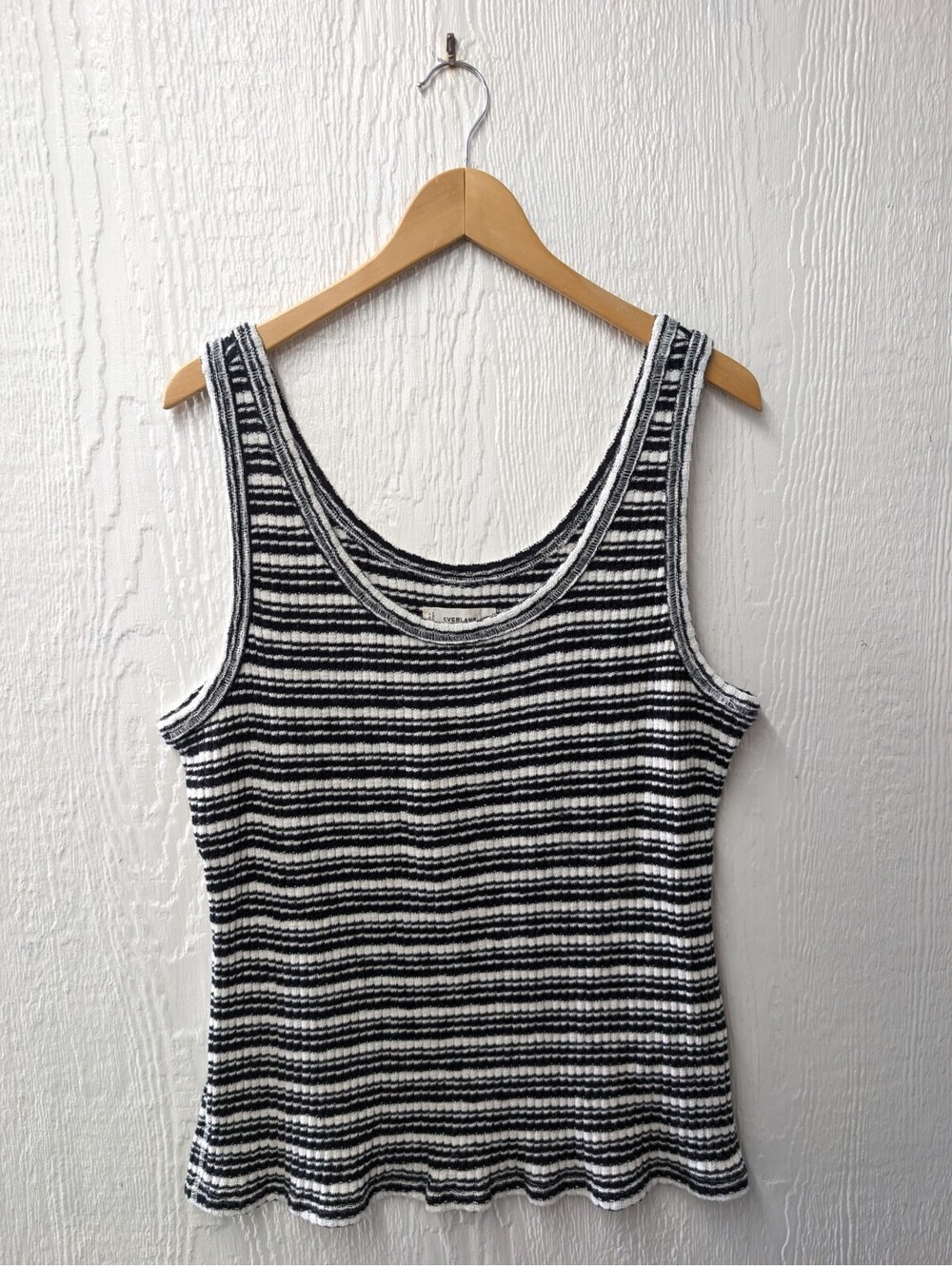 Everlane Organic Cotton Black White Striped Knit Sweater Tank Top Size XXL
